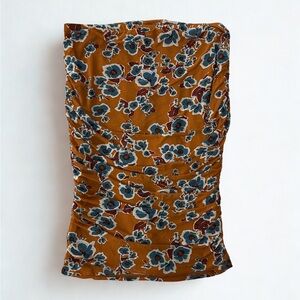 Ava & Viv (Preowned) Floral Bodycon Skirt in Orange and Blue Plus Size